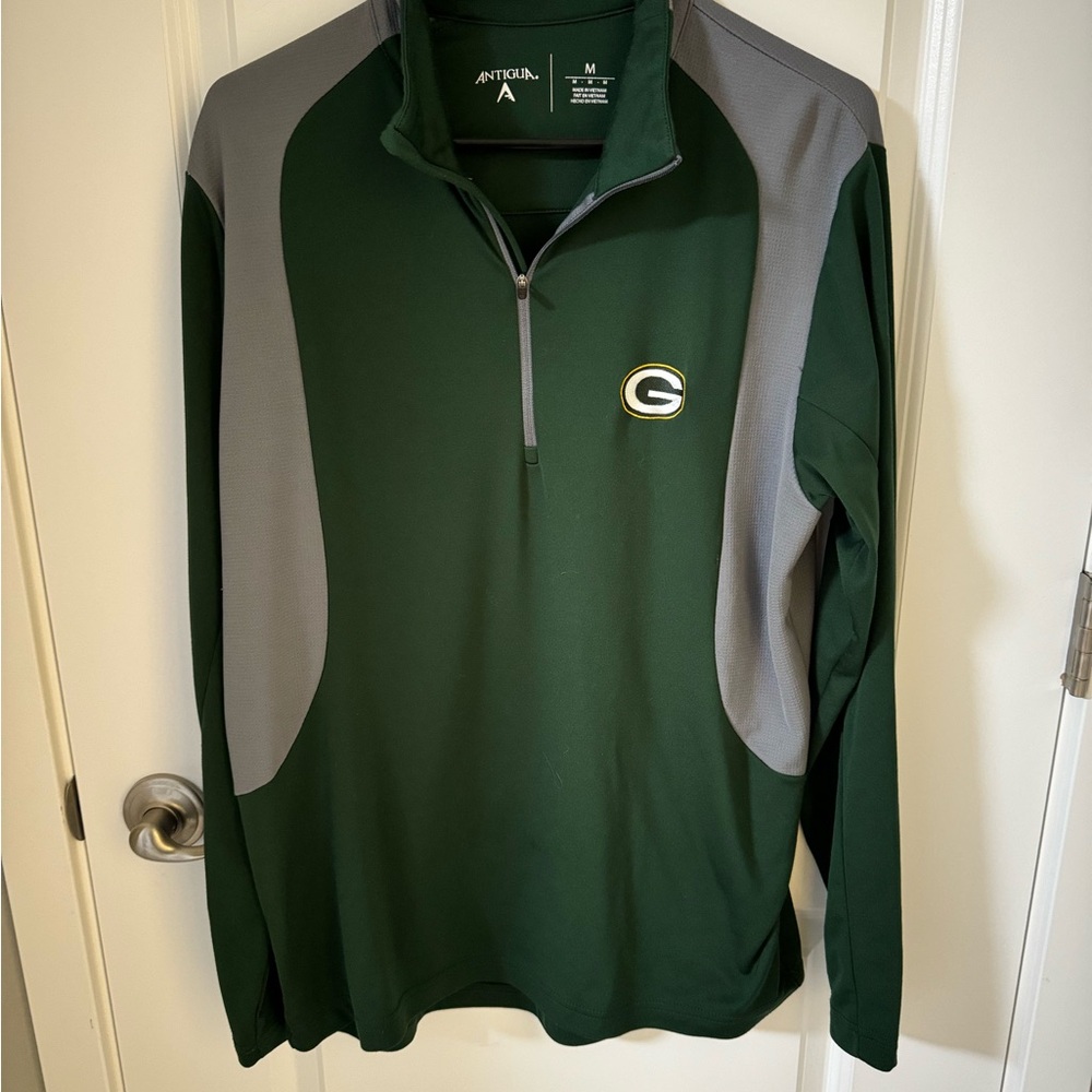Antigua Green Bay Packers Medium Green and Gray Quarter-Zip Pullover Unisex